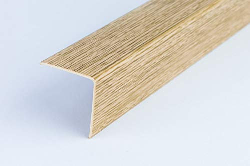 Wood Effect Plastic PVC Corner 1M Angle Trim Wall Corner Guard Edge Protector TMW Profiles (25mm x 25mm x 1M, Oak)