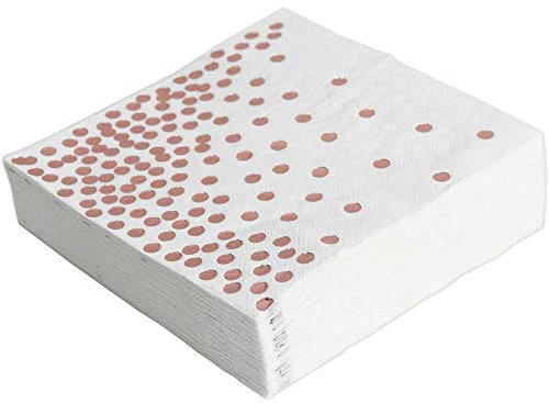 Amacoam Serviette Papier Rose Gold 50 Pièces Serviette de Table Jetable Serviette en Papier Mariage avec 3 Couches Decoration Table Anniversaire 33x33cm pour Mariage d'anniversaire Décoration de Fête