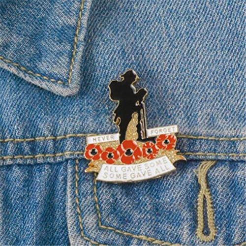 Zonfer 1pc Rote Mohnblumen-pin-Abzeichen Brosche, Volkstrauertag Militär Brosche, Royal British Legion Poppy Abzeichen
