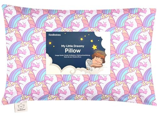 Kopfkissen Kleinkind mit Kissenbezug - Weich Bio Baumwolle Kissen Kinder zum Schlafen - Waschbar Kleinkind Kopfkissen - Kinderkopfkissen für Kleinkinder - Kinderkissen (Unicorn)