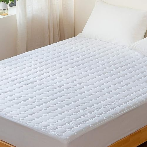 Kono Gesteppter Matratzenschoner für Super-King-Size-Betten, extra tief, ultraweich, atmungsaktiv, Spannbettbezug mit elastischem Rock (Super-King-Size-Bett)