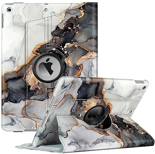 Fintie Hülle für iPad 10.2 Zoll 9.Generation / 8. Gen / 7. Gen (Modell 2021/2020/2019) mit Pencil Halter - 360 Grad Rotierend Stand Schutzhülle Cover mit Auto Schlaf/Wach Funktion, Trüber Marmor