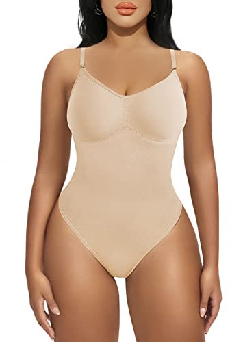 YIANNA Fajas Colombianas Shapewear für Frauen nach der Geburt Bauchkontrolle Body Shaper Butt Lifter Bodysuit, beige, XX-Large