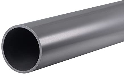 sourcing map PVC Rigid Round Pipe 45.2mm ID 50mm OD 0.65m Light Grey High Impact for Water Pipe,Crafts