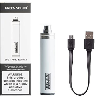 FOXFIVES Electronic Cigarette EGO II AERO 2200mAh Switch Rechargeable Battery E-Cigarette Battery, Bottom Micro USB Charger 510 E-Shisha E-Cigar Vaporizer Nicotine Free Empty Device White