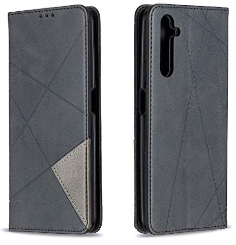 Posanter Funda para OPPO Realme 6 Pro, PU Cuero Flip Carcasa Fundas Móvil de Tapa Libro con Cierre Magnético, Tarjetero y Suporte, Capa Plegable Cartera, Flip Phone Cover Case (Negro)