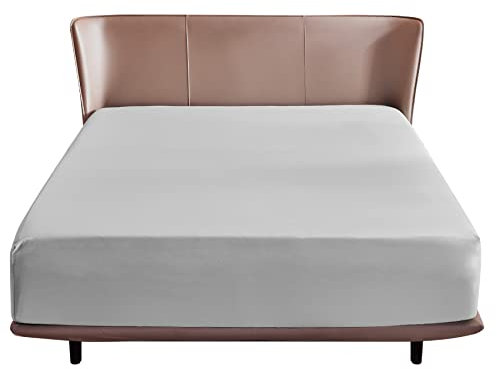 Bedsure Spannbettlaken 160x200cm Boxspringbett Topper - Polyester Mikrofasermaterial Bettlaken 160x200 cm für Matratzenhöhe bis 30 cm, weiches Spannbetttuch Leintuch, Hellgrau