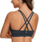 CRZ YOGA Women's Strappy Back Sports Bra - Mid Impact Wirefree Padded Workout Yoga Crop Top Melanite M