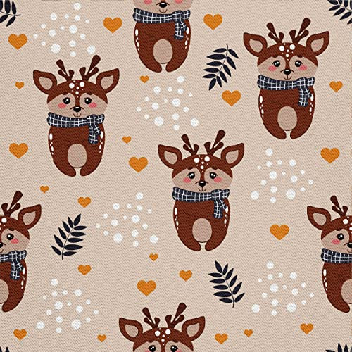 HEKO PANELS Stoff Oxford wasserdichte Meterware Canvas-Stoff Polyester Stoff Zum Nähen Nähstoffe Dekostoffe Wasserabweisend Blickdicht Hirsche 2 Meter 155 x 200 cm
