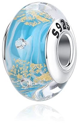 Nbsameng Breloque en verre de Murano, pendentifs en argent 925, compatible avec Pndora Gnoce et Trollbeads