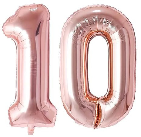 Vthoviwa 40 Zoll/18 Farbens Luftballon Zahlen 10 Rosegolden, Helium Luftballon 10. Geburtstag Foil Ballon, 0123456789,10-19,20-25,30,40,50,60,70,80,90, Folienballon 10 Party Dekoration