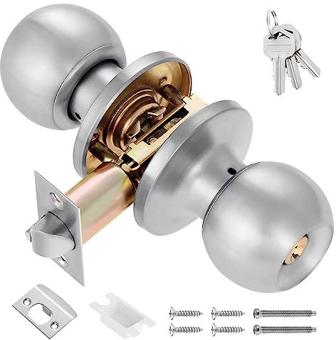 Knpwer Ronde Bouton Serrure Verrouillage Porte,Serrure de Porte Design Tulipe,Bouton de Porte Rotatif,Poignée de Porte Rotative (Style 2, Silver)