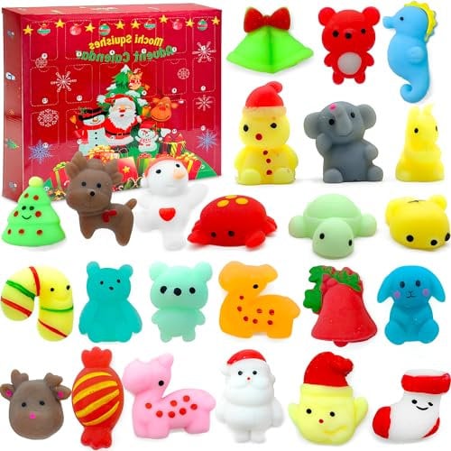 Lubibi Adventskalender 2023 Kinder,24 Stück Mochi Squishies, Weihnachts Countdown Kalender,Weihnachtsüberraschung Dekoration,Socken-Füllung,Überraschen Weihnachtsfeier Geschenke für Jungen Mädchen