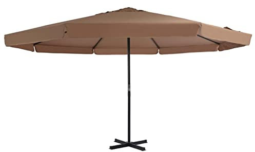 Festnight Sonnenschirm 5m Durchmesser Sonnenschirm Alu Gartenschirm Schirm mit Aluminium-Mast Taupe Große Kreuzstandfuß Marktschirm Sonnenschirm Groß