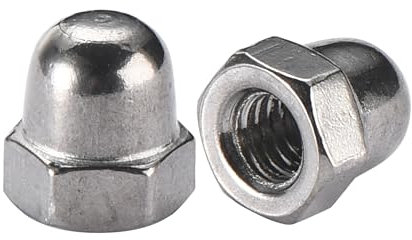 Bolt Dropper Hutmuttern M5 Edelstahl - Eichelmutter - Hochwertige A2 Edelstahlmuttern - Sechskantmuttern mit Kappe M5-100 Stück - Zuverlässige Sicherungsschrauben für den Innen- und Außenbereich.