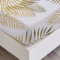 Drap Housse 140x200 cm 2 Personnes avec Grand Bonnet de 30 cm - Drap-Housse Microfibre Doux à Motif Feuilles Tropicales - Or Blanc