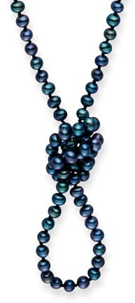 Lulu & Jane Damen Kette | Perlenkette, Süßwasser-Zuchtperle, ca. 5,0 - 5,5 mm, pfauenblau, potato, endlos, ohne Verschluss