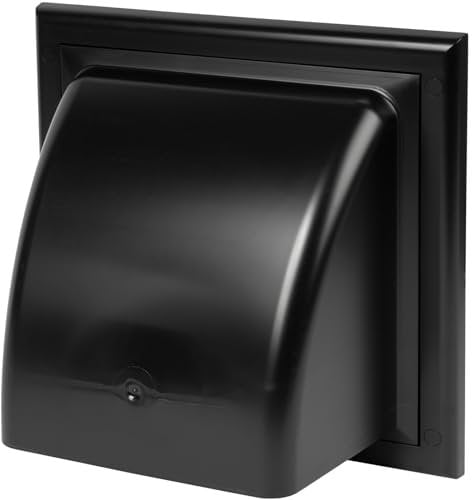 Awenta 6'' Inch / 150 mm Exhaust Hood Vent - Black ABS Plastic - Non Return Valne/Backdraft Damper - Dryer Opening, Exhaust Opening, External Ventilation Cover - Outdoor Air Vent Cap - Duct Cover