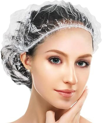 100 Pcs Disposable Shower Caps Plastic caps for hair Multi-Purpose Thickening Elastic Bath Cap Plastic Waterproof Clear Women Spa Men Hair Caps Home Use Hotel and Salon
