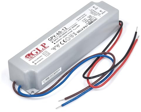 KOLORENO Netzgerät GLP - Hutschienen Netzteil mit 12V, 60Watt, 5A, LPV-150-12 - Schutzart IP67 - Hutschienen Netzteil LED-Rail - Überspannungsschutz - Passivkühlung - 162x42x33mm