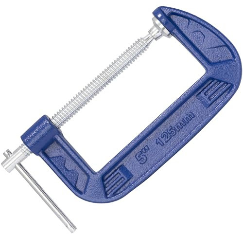 AERZETIX - C68478 - Sargento en forma ''G'' 125mm - en acero - color azul - carpintero montaje tornillo de banco sujeción fijación pegar trabajos de construcción