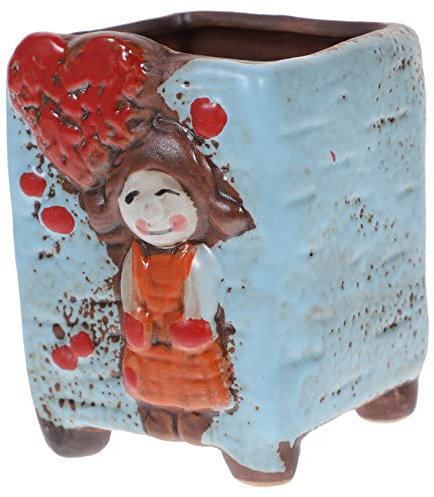 Toddmomy Pot De Fleurs en Céramique Pots D'intérieur pour Plantes Petit Pot De Fleurs Grand Pot De Fleurs Pot De Fleur De Visage Cache-Pot Carré Pot De Fleur Carré Fille Afrique Extérieur