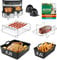 Air Fryer Accessories with Magnetic Cookbook for Tefal Easy Fry 5.2L/3.1L, for Tower T17099, for Salter EK5729, for Huddle 5L/3.5L - Different Size Dual Drawer Air Fryer Silicone Liners - Black