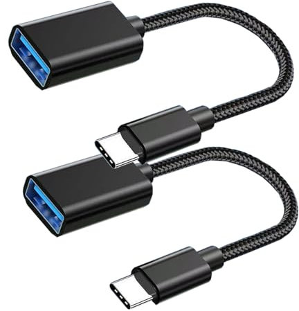 Adattatore da USB C a USB (confezione da 2), cavo OTG USB tipo C, adattatore da USB C a USB A, compatibile con MacBook Pro/Air 2019 2018 2017, Samsung Galaxy S20 S21 S22, Ultra Note 10 S9 S8 e altri