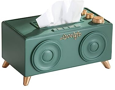 SwePer Kreative Taschentuchbox-Abdeckung, rechteckiger Taschentuchhalter, Spender, Papierhülle, Serviettenhalter, Heimdekoration (Grau: Rosa) (Color : Dark Green)