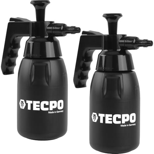 TECPO 2X Druckpumpzerstäuber 1L für Bremsenreiniger, Chemikalienbeständig, verstellbare Düse, 3 bar Druck, ergonomischer Griff, nachhaltiges Bio-PE, Pumpsprühflasche für Reinigung & Industrie