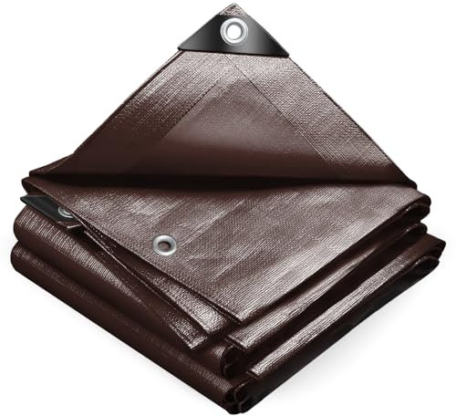 VOUNOT® Bâche de Protection en Polyéthylène 240g/m² Imperméable Ultra Lourde et Résistante Revêtue des Deux Côtés avec Oeillets en Aluminium Marron 2x3m