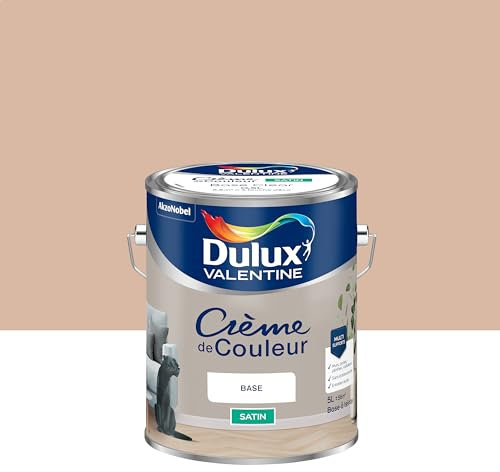 Dulux Valentine Crème de Couleur - Peinture multi-supports intérieure - Satin Rose des Sables 5 L