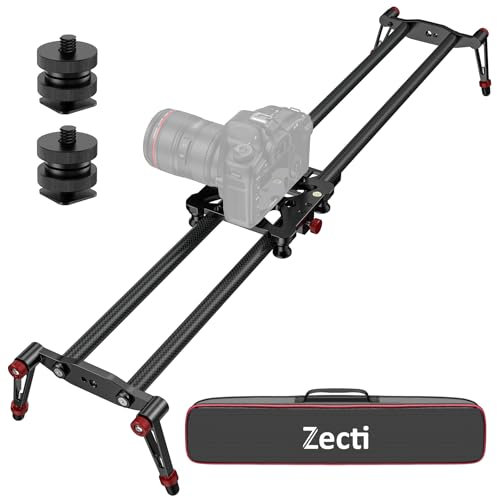 Zecti Camera Slider 80 cm/32inch Regolabile in Fibra di Carbonio Fotocamera Dolly Track Slider Video Stabilizzatore Rail per Fotocamera DSLR Video Film Fotografia Videocamera Stabili