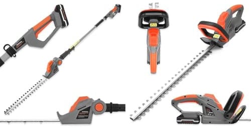 Terratek Cordless Hedge Trimmer Long Reach 20V 1HR Fast Charge & Cordless Hedge Trimmer 20V 1HR Fast Charge 51cm (510mm) Cutting Length