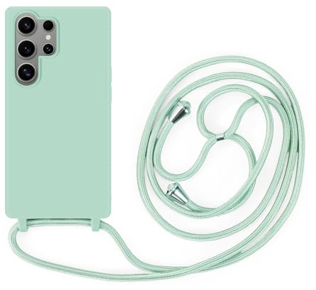 Handykette Kompatibel mit Samsung Galaxy S24 Ultra | Necklace Hülle mit Band, Handyhülle zum Umhängen | Case mit Handykordel, Stoßfeste Schutzhülle zum Umhängen Kordel | Mintgrün