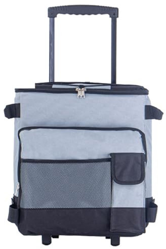 43L enfriador grande con ruedas y tirones, refrigerador de playa portátil gris con ruedas Impermeables para acampar suave para acampar - refrigerador enrollador colapsible Cart de bolsillo de bolsi