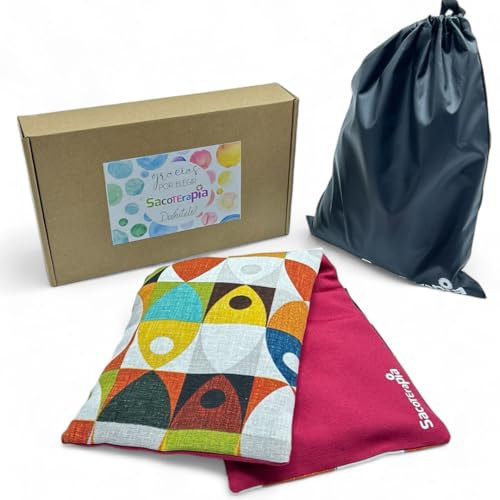 Saco Térmico de Semillas para Microondas - 50 x 16 cm - Doble Uso Frío o Calor - Alivio Natural para Cólicos y Dolor Muscular - Relleno de Trigo y Lavanda - Estampado Peces - SACOTERAPIA