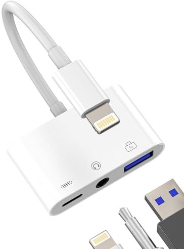 Adattatore Lightning Jack Cuffie USB Ricarica (3in1) Per Apple iPhone 14 13 12 11 Pro Cavo OTG Da Tastiera Chiavetta Di 3,5mm Audio Telefono Macchina Fotografica Lettore Schede Mouse A Adapter ip