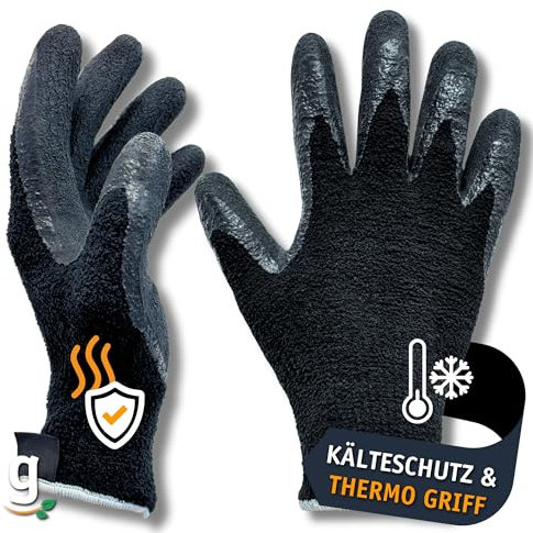 Gardazon Arbeitshandschuhe Winter thermo Griff – Größe 10, 1 Paar - Atmungsaktiv Winterarbeitshandschuhe Latexbeschichtet Schutzhandschuhe wärmeisolierend, Polyester-Frottee höchste Kältebeständigkeit