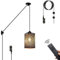 Pendelleuchte Kit mit Stecker Fernbedienung Vintage Plug in Hängelampe Küche Lampenkabel mit 4,5 Meter Kabel E27 Lampenfassung Metall Feuerwerk Lampenschirm Hängeleuchte Küchenlampe Esszimmerlampe