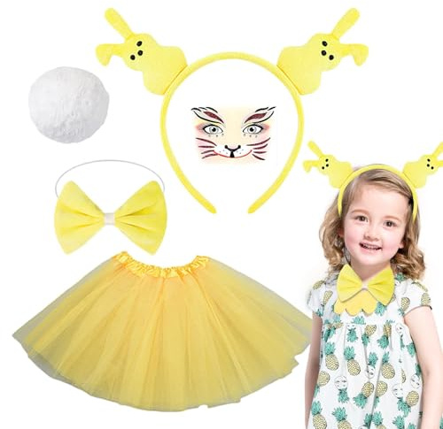 WJnflQN Osterhasen-Kostüm, buntes Verkleidungs-Set, lustiges Partyzubehör, bezauberndes Cosplay-Zubehör für Ostern, Geburtstag, Weihnachten