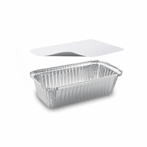 DeinPack Lot de 100 bols en aluminium avec couvercles pour Airfryer, barbecue et four, 900 ml, 218 x 112 x 60 mm, réutilisables et polyvalents, alternative parfaite au papier sulfurisé Airfryer