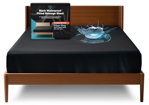 Extrem wasserdichter Matratzenschoner, Super-King, 35-cm-Taschen | Seiten komplett geschützt. Gegen Massageöl, Wasser und Silikon. Fleckenbeständig, geräuschlos, hypoallergen. Nuru-Bettlaken.