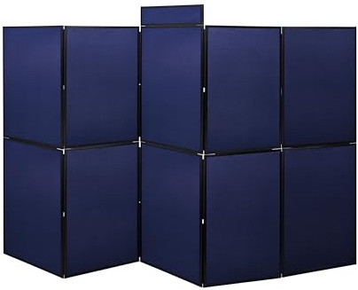 Bi-Office Floor Standing 10 Panel Display Board Blue Loop Nylon with Header, 3000x1800 mm
