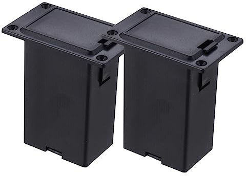 HYTROVE Gitarrenbatterie Schwarz Etuis 2 Stück 9v aus Kunststoff und Metall Robuster Batteriehalter Tragbar und Oberflächenmontage für Gitarren und Bässe für Innenbereich