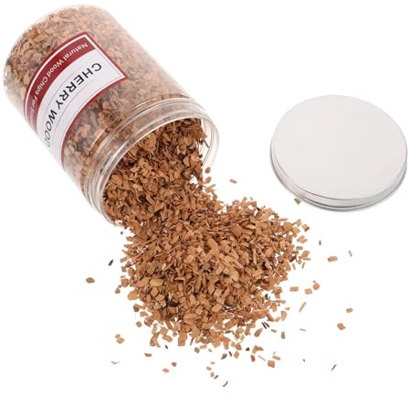 HANABASS 1 Scatola Trucioli di Legno per Affumicatura Naturale 125g, Chips di Ciliegia per Barbecue, Facile da Usare, Migliora L'aroma di Carne, per Grigliate e Riunioni Familiari