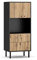 VIVALDI Hohe Kommode Bospe | 135 x 57 x 42 cm | 30 kg | Hergestellt aus 16 mm Spanholz | Regal + 2 Schubladen | Modernes Design | Perfekt für das Wohnzimmer | Schwarz Matt und Eiche Wotan