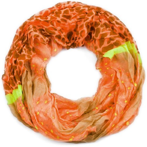 style3 Leichter Sommer-Schal Loop mit Blumen-Muster und Neon-Farben, SCHAL Farbe:Orange