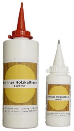 Kunsthandwerkstube Berliner Holzkaltleim Express, 1000g Flasche, Naturkautschuk oder Synthetischer Kautschuk, Flüssig, Schnelltrocknend, Klar