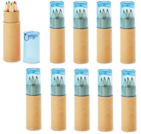 noTrash2003 10 Buntstifte Sets mit Spitzer für Kinderparty Hochzeit Restaurant Geschenk Blau oder Gelb zur Auswahl (Blau)